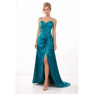 Blue Cinderella Design Satin Gown - Size M